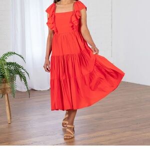 Flying Tomato Ruffle Midi Dress
